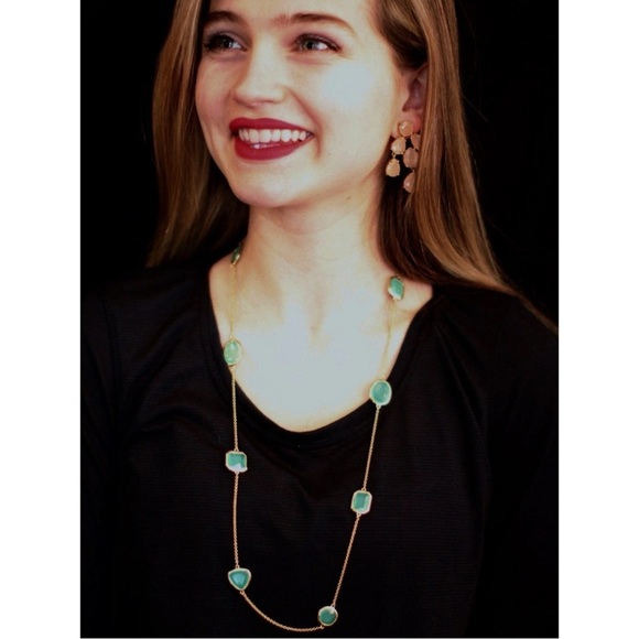 KATE SPADE • Green & Gold Vegas Jewels Scatter Long Necklace - Picture 7 of 7